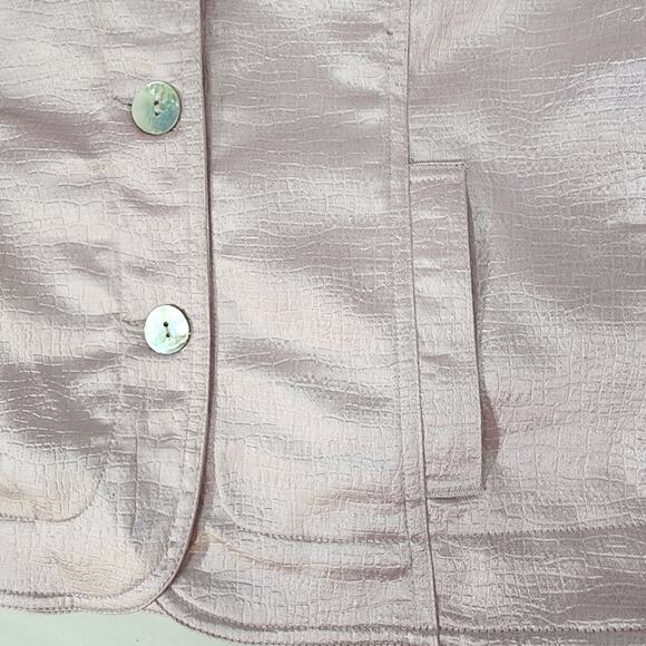 Ruby Rd Jacket Womans Size 12 Shimmery Textured Button Up Purple Pockets 3/4 Slv - Picture 9 of 12